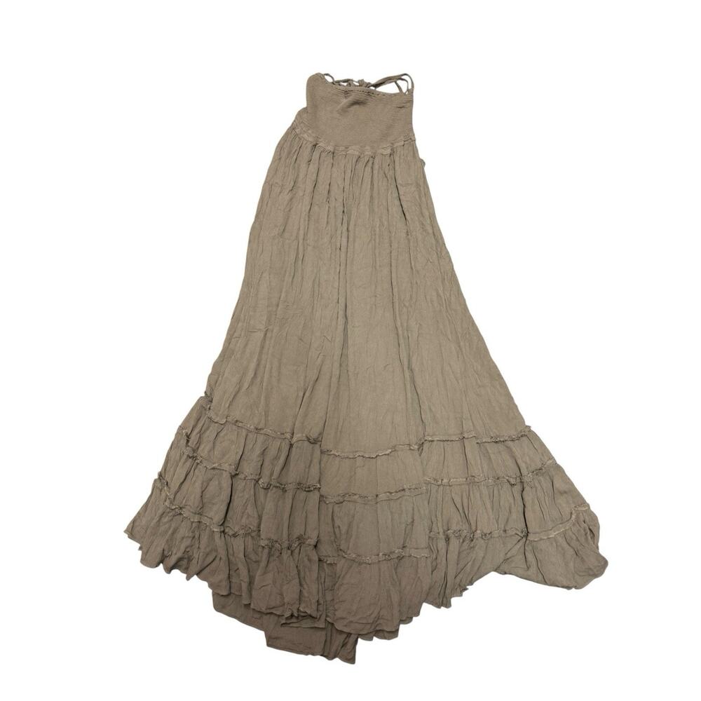 Free People Extratropical Maxi Dress Olive Stone XL Open Back Ruffle Boho - Picture 4 of 11